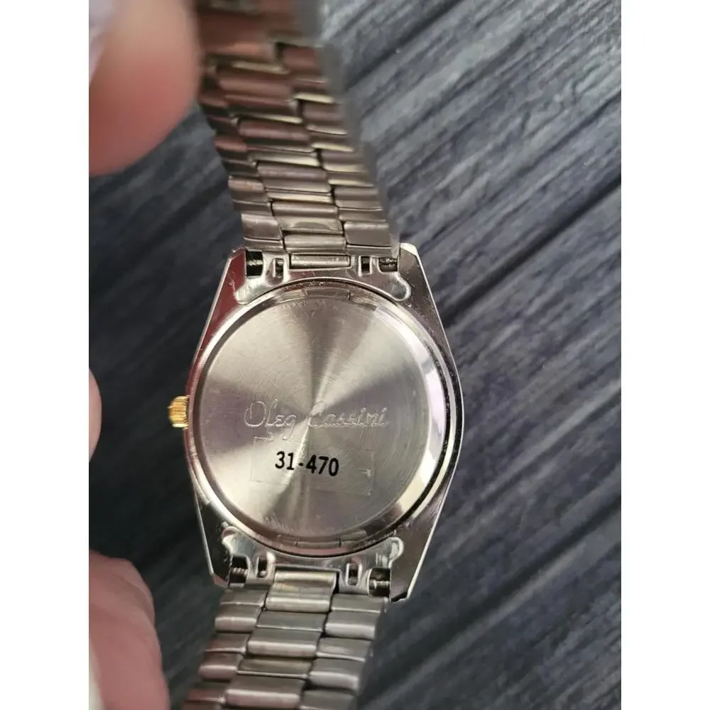 Rare Vintage Oleg‎ Cassini Mens Diamond Watch W Box Papers